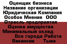 Оценщик бизнеса › Название организации ­ Юридическая Компания Особое Мнение, ООО › Отрасль предприятия ­ Оценка имущества › Минимальный оклад ­ 100 000 - Все города Работа » Вакансии   . Тыва респ.